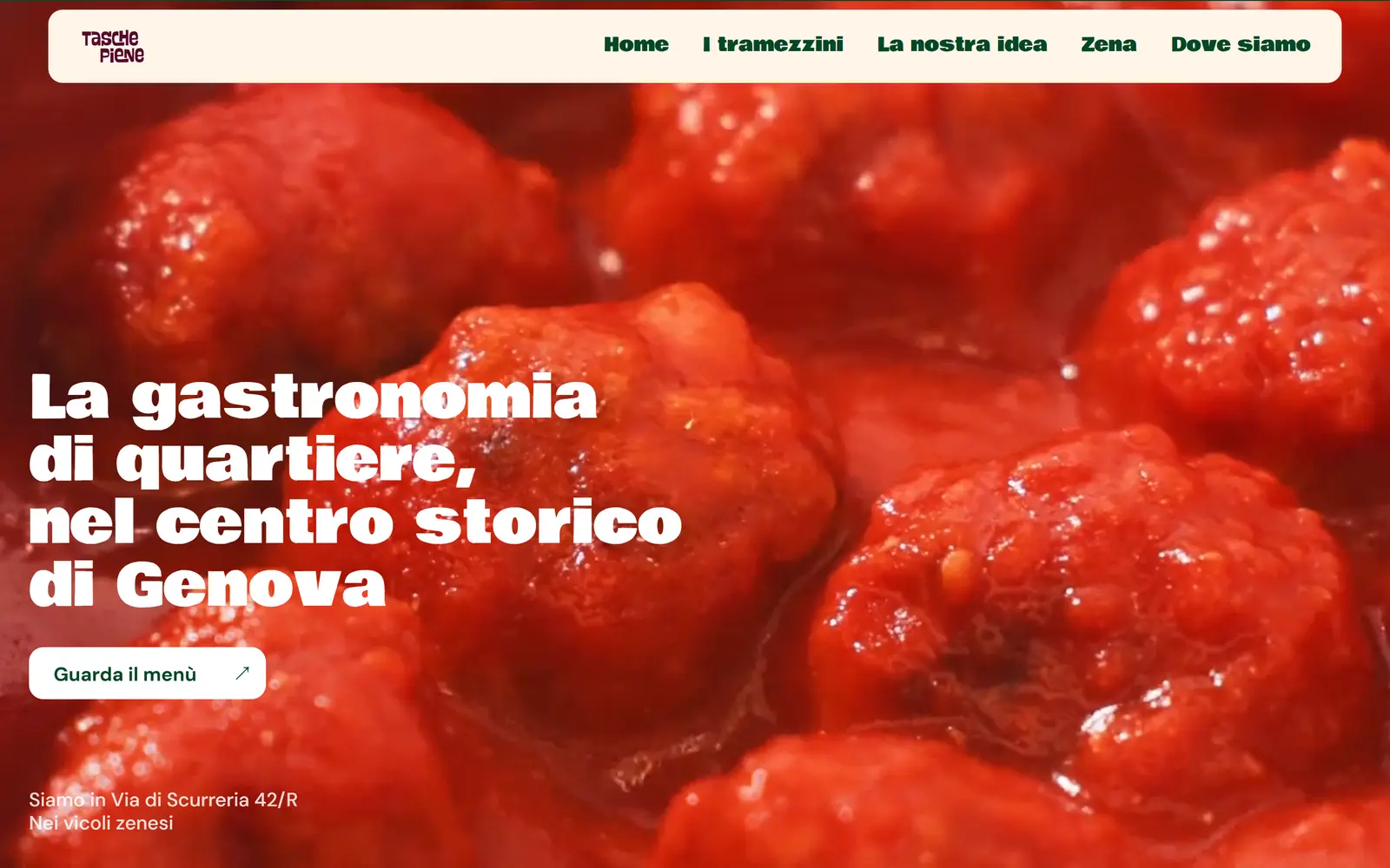 Homepage del sito Tasche Piene su desktop
